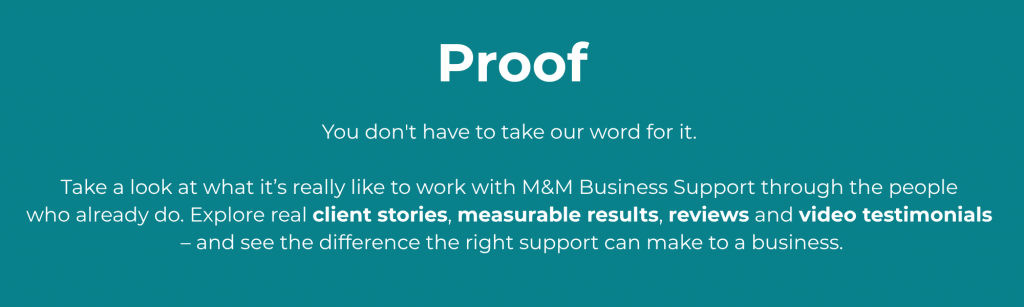 M&M Business Support Proof Header